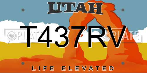 T437RV Utah License Plate
