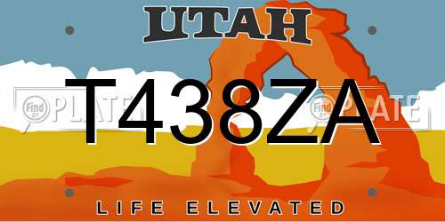 T438ZA Utah License Plate