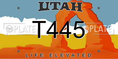 T445 Utah License Plate