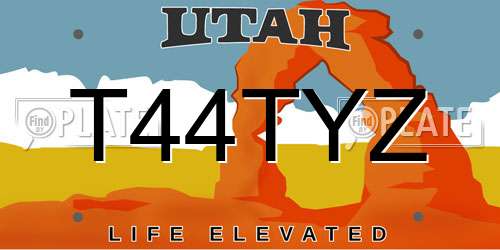 T44TYZ Utah License Plate