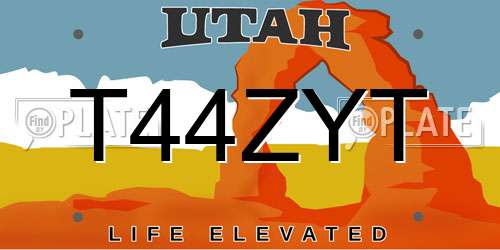 T44ZYT Utah License Plate