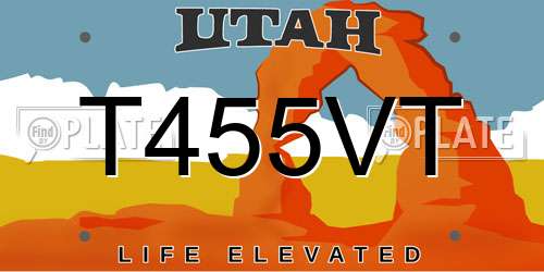 T455VT Utah License Plate
