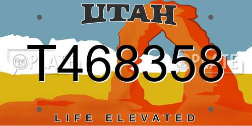 T468358 Utah License Plate