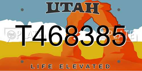 T468385 Utah License Plate