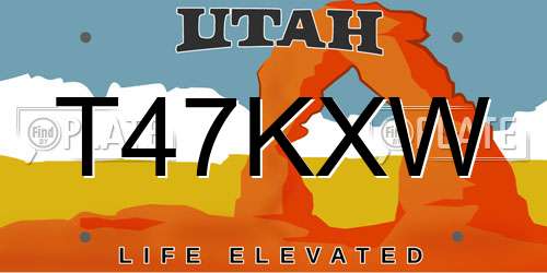 T47KXW Utah License Plate