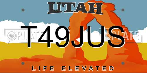 T49JUS Utah License Plate