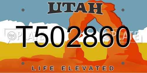 T502860 Utah License Plate