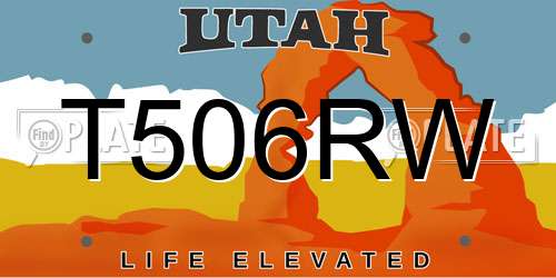 T506RW Utah License Plate
