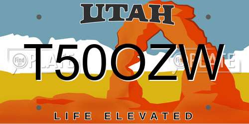 T50OZW Utah License Plate