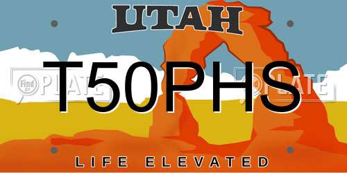 T50PHS Utah License Plate