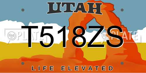 T518ZS Utah License Plate