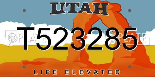 T523285 Utah License Plate