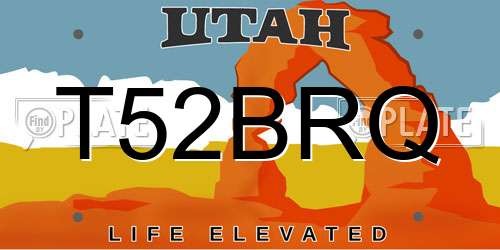 T52BRQ Utah License Plate