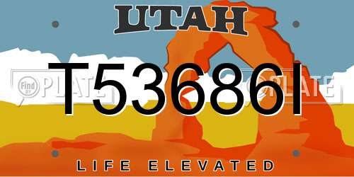 T53686I Utah License Plate