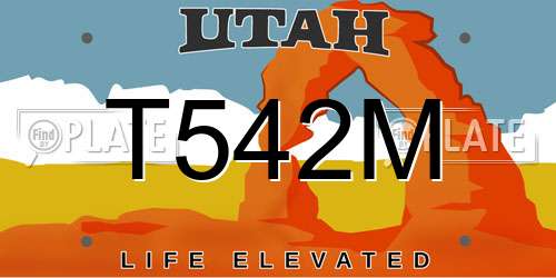 T542M Utah License Plate