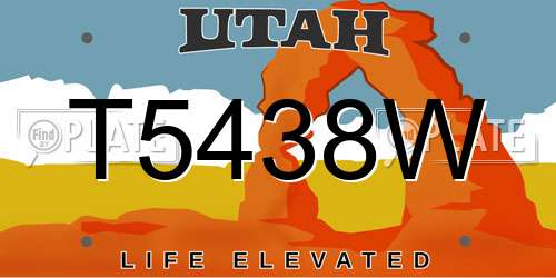 T5438W Utah License Plate