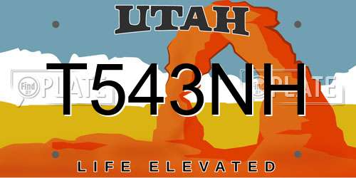 T543NH Utah License Plate