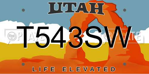 T543SW Utah License Plate