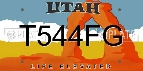 T544FG Utah License Plate