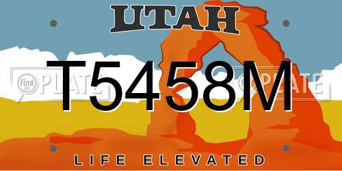 T5458M Utah License Plate