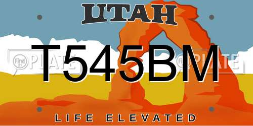 T545BM Utah License Plate