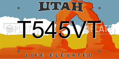 T545VT Utah License Plate