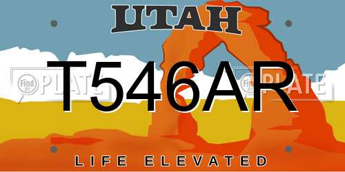 T546AR Utah License Plate