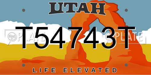 T54743T Utah License Plate