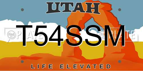 T54SSM Utah License Plate