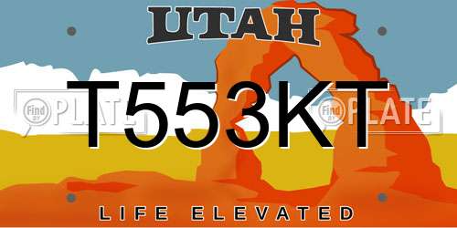 T553KT Utah License Plate