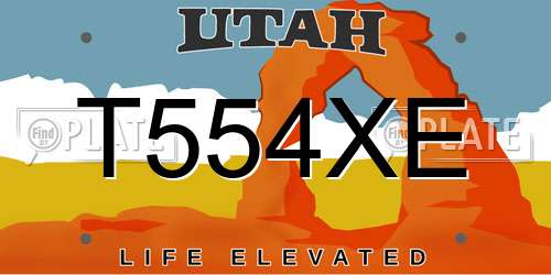 T554XE Utah License Plate