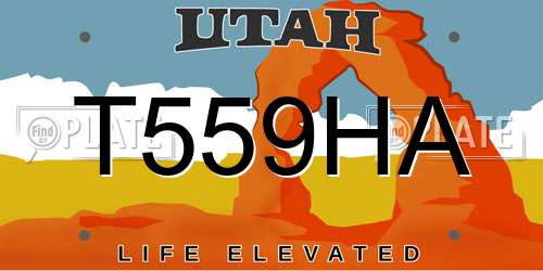 T559HA Utah License Plate