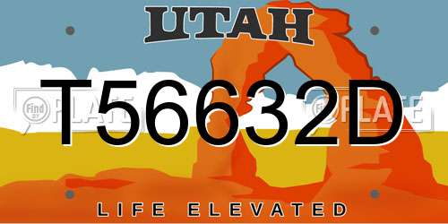 T56632D Utah License Plate