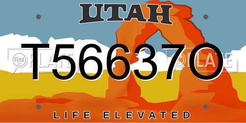 T56637O Utah License Plate