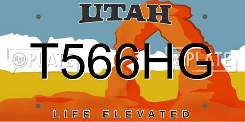 T566HG Utah License Plate