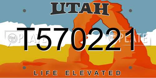 T570221 Utah License Plate