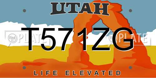 T571ZG Utah License Plate