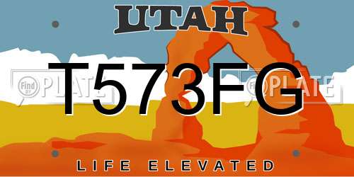 T573FG Utah License Plate