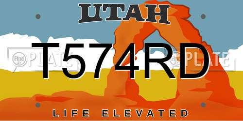 T574RD Utah License Plate
