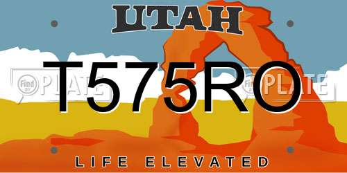 T575RO Utah License Plate