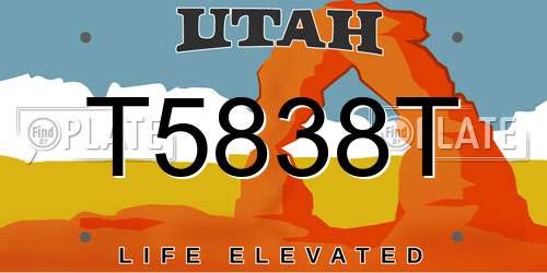 T5838T Utah License Plate
