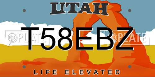 T58EBZ Utah License Plate