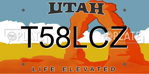 T58LCZ Utah License Plate