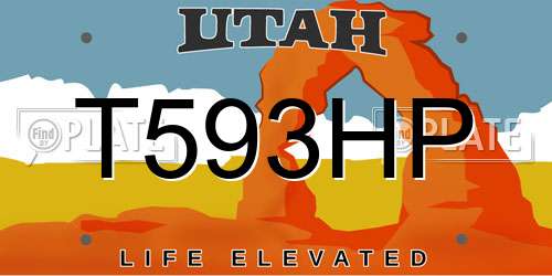 T593HP Utah License Plate