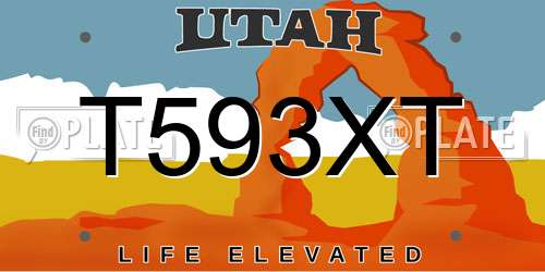 T593XT Utah License Plate