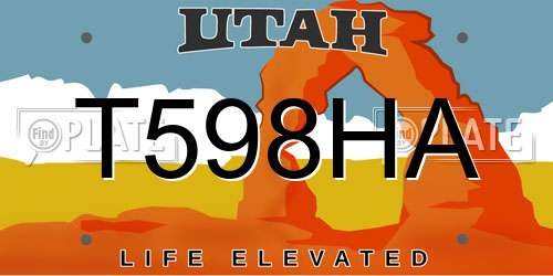 T598HA Utah License Plate