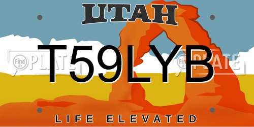 T59LYB Utah License Plate
