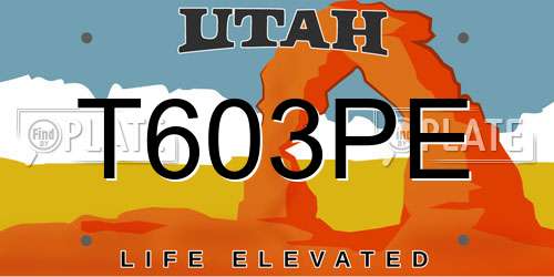 T603PE Utah License Plate