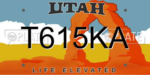 T615KA Utah License Plate