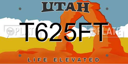 T625FT Utah License Plate